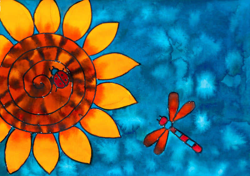 Sunflower with Dragonfly and Ladybird