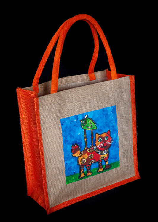 Cat and Bird Tote Bag