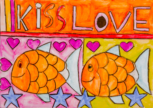 Happy Fish Greeting Card - Art by Anne