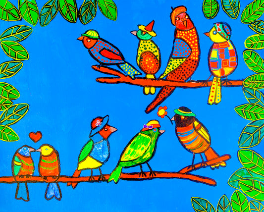 Nine Birds Greeting Card - Art by Anne
