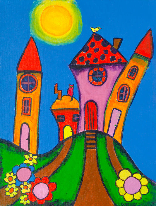 Wonky Houses Greeting Card - Art by Anne
